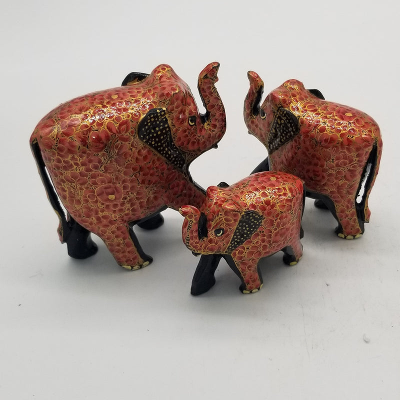 Papier Mache 5",4" & 3" Elephant Set of 3 assorted