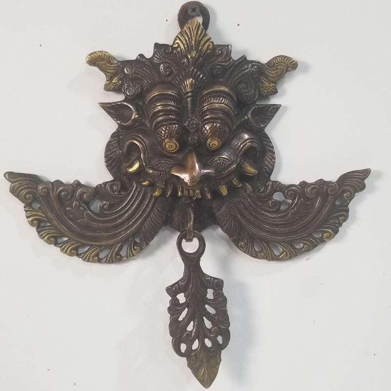 10.5"H x 10.5"W x 2"D - Handcrafted Brass Yali inspired Door Knocker