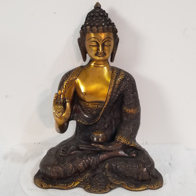 10"W x 8"D x 5"H - Handcrafted Brass Buddha