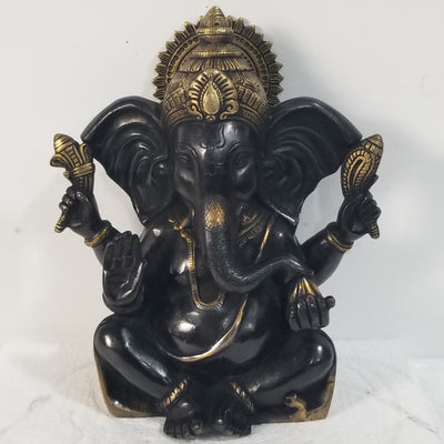 10"H x 9"W x 5"D - Handcrafted Brass Ganesh