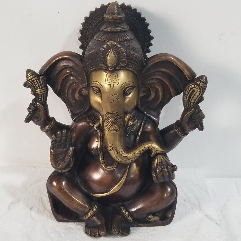 10"H x 9"W x 5"D - Handcrafted Brass Ganesh