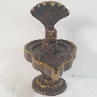 10"H x 7"L x 6"W - Handcrafted Brass Shivling