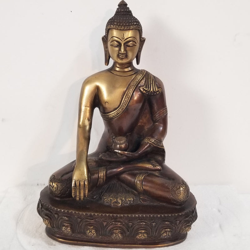 10"W x 7"D x 4"H - Handcrafted Brass Buddha