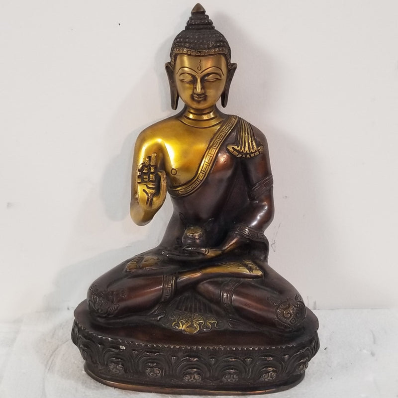 10"W x 7"D x 4"H - Handcrafted Brass Buddha