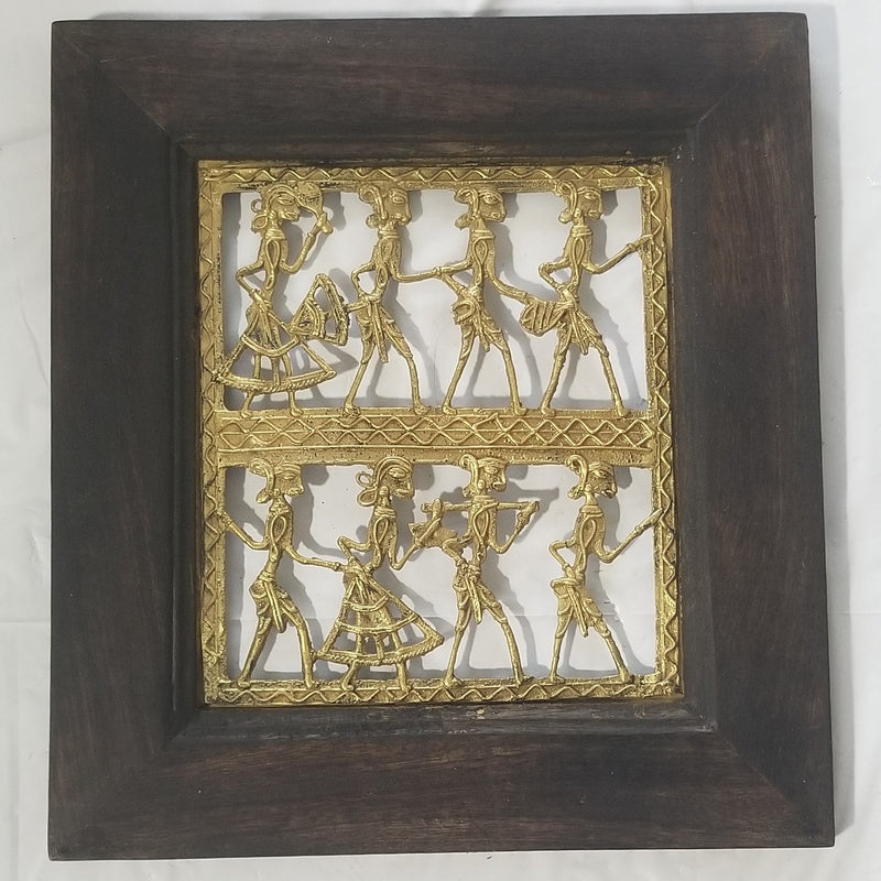 11" x 12" Tribal inspired Dhokra Art on Wooden Frame