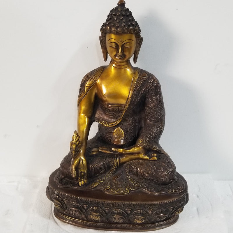 12.5"W x 8.5"D x 5"H - Handcrafted Brass Buddha
