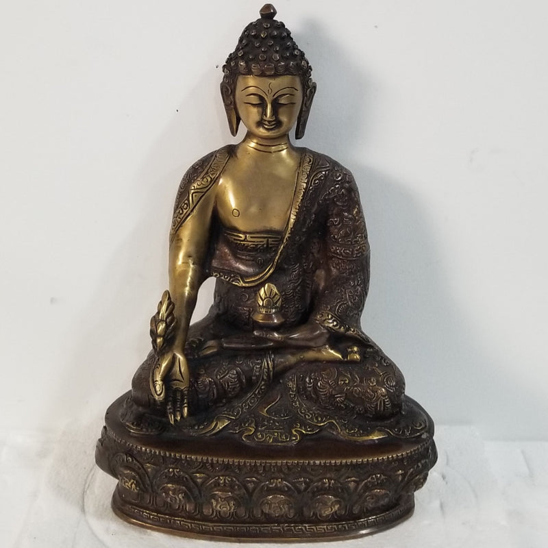 12.5"W x 8.5"D x 5"H - Handcrafted Brass Buddha