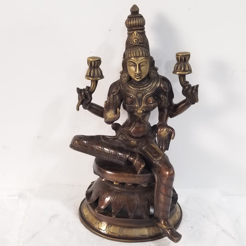 12"H x 6.5"W x 6"D - Handcrafted Brass Lakshmi