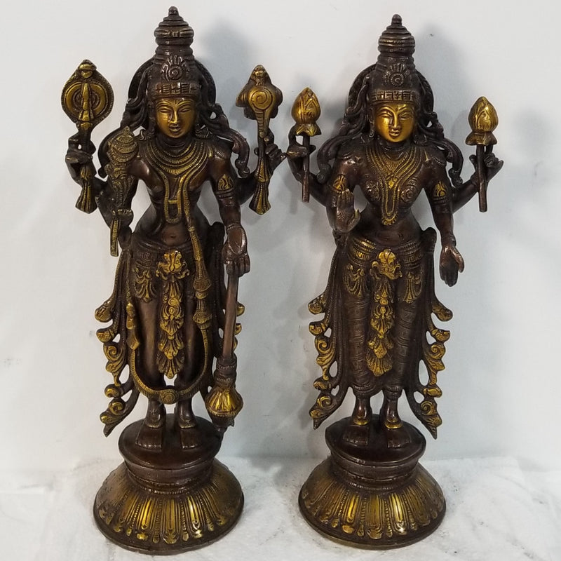 13"H x 5.5"W x 4"D - Handcrafted Vishnu Lakshmi Pair