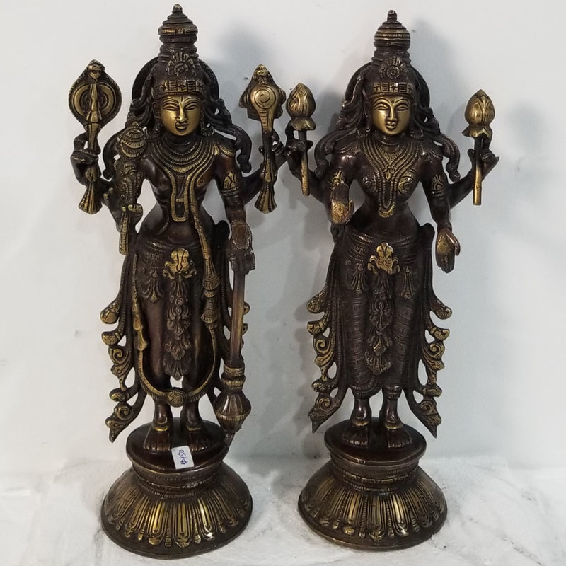 13"H x 5.5"W x 4"D - Handcrafted Vishnu Lakshmi Pair