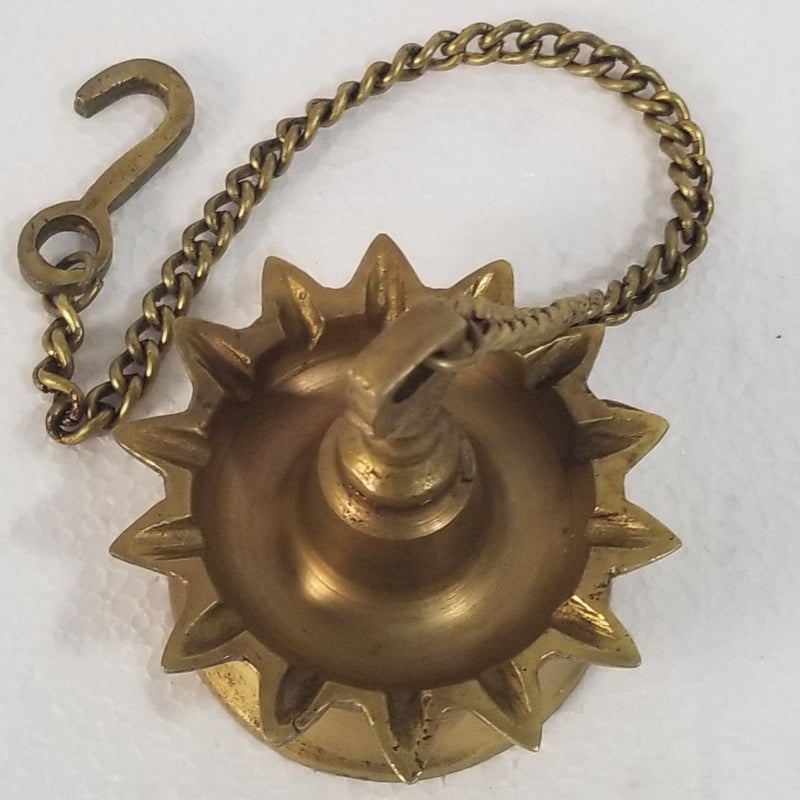 15.5"H x 3.5"W x 3.5"D - Handcrafted Brass Hanging Oil Lamp