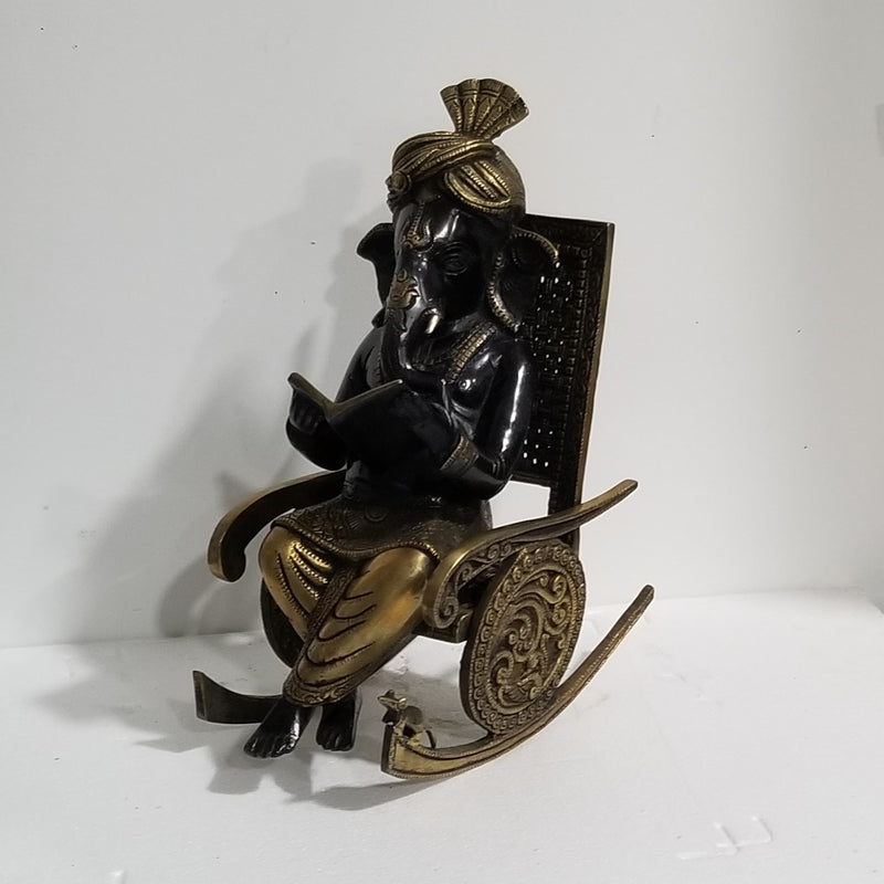 16"H x 13"W x 8"D Handcrafted Rocking Chair inspired Ganesh
