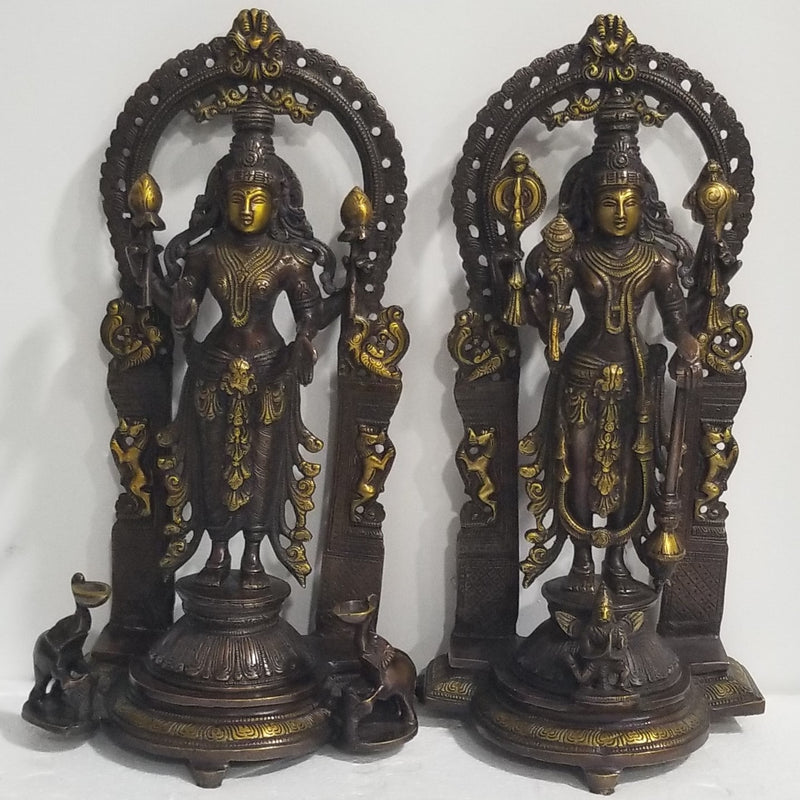 16" Handcrafted Vishnu Lakshmi Pair