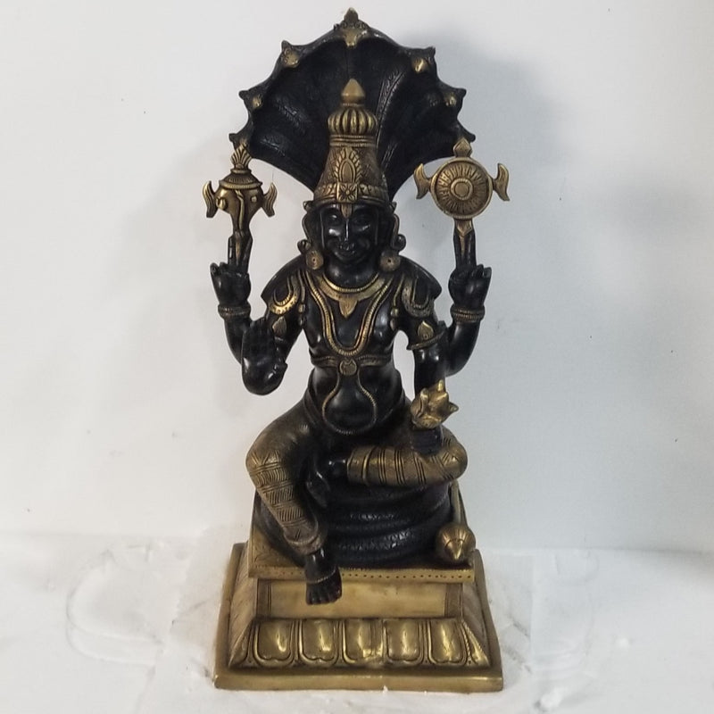 20"H x 10"W x 9"D - Handcrafted Brass Vishnu seated