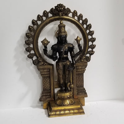 22"H x 15"W x 6"D Brass Vishnu with Arch