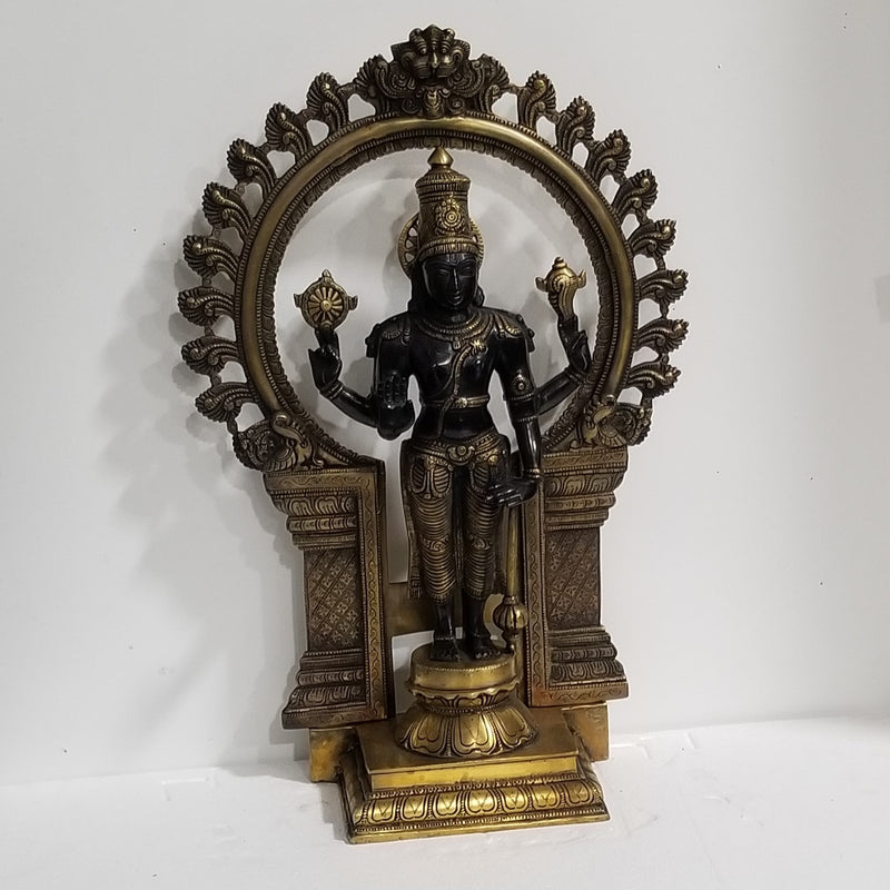 22"H x 15"W x 6"D Brass Vishnu with Arch