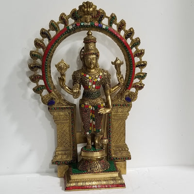 22"H x 15"W x 6"D Brass Vishnu with Arch