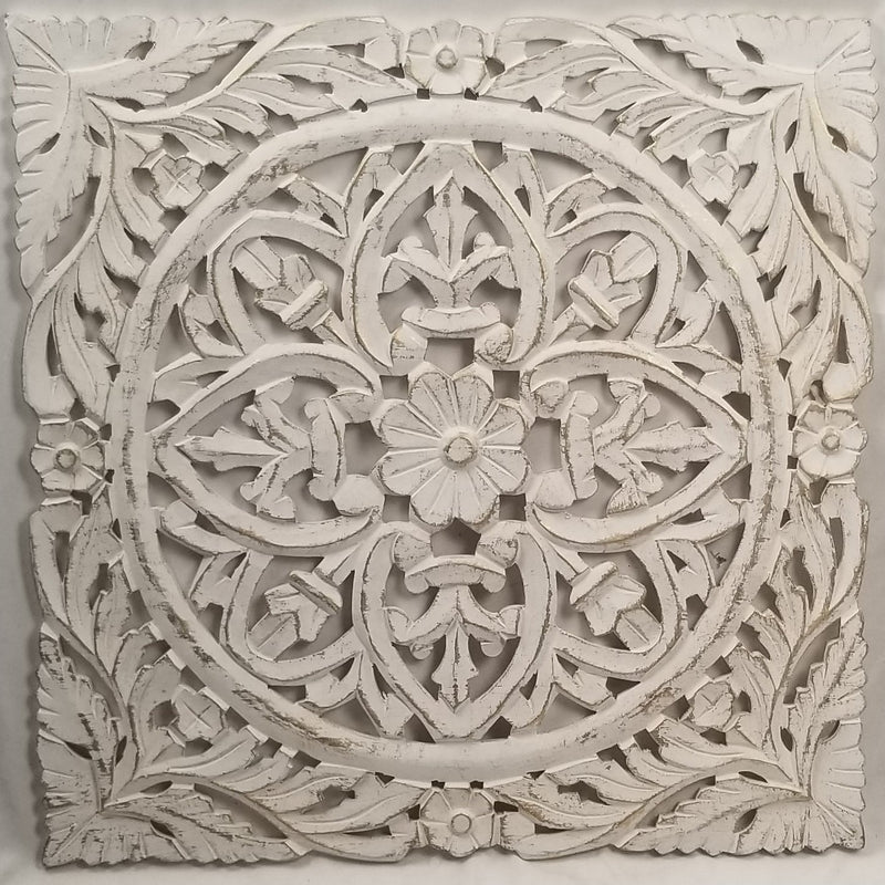 24" square solid Mango wood design "A" Mandala Wall Panel