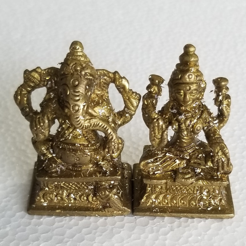 Handcrafted 2 inch Brass Lakshmi Ganesh Pair