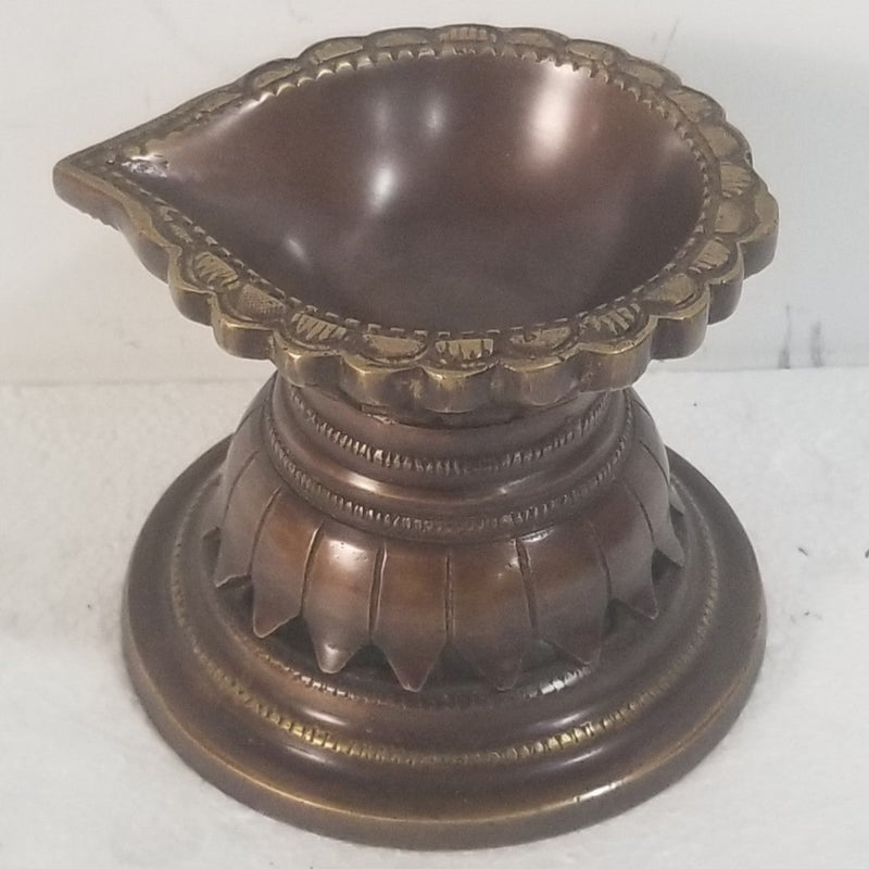 4"H x 5"W x 4"D - Handcrafted Brass Oil Lamp