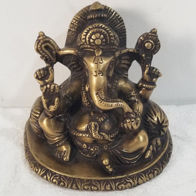 4"H x 4"W x 3"D - Handcrafted Brass Ganesh