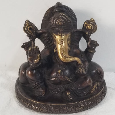 4"H x 4"W x 3"D - Handcrafted Brass Ganesh