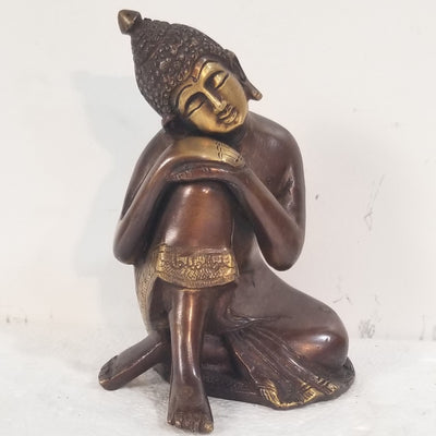 6.5"W x 4"D x 4"H - Handcrafted Resting Brass Buddha