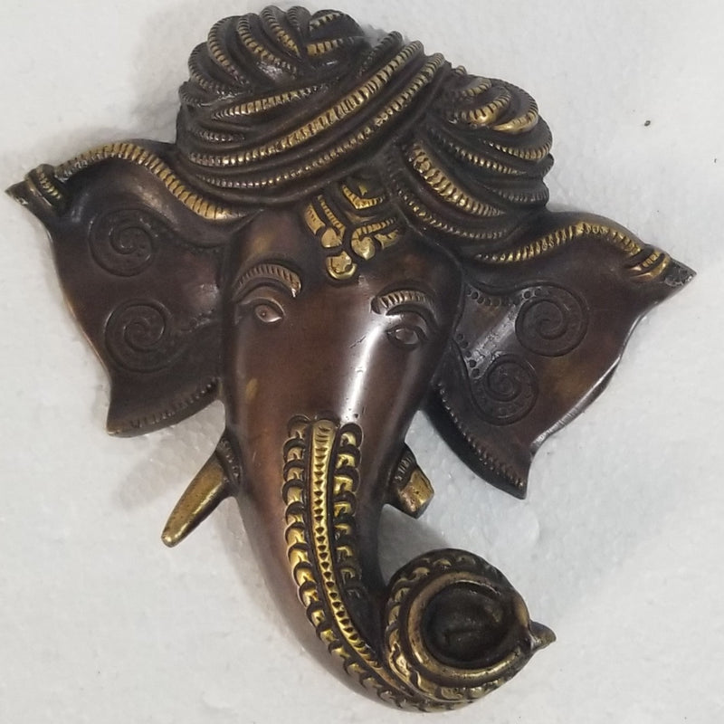 6"H x 6"W x 1.5"D - Handcrafted Brass Ganesh Head