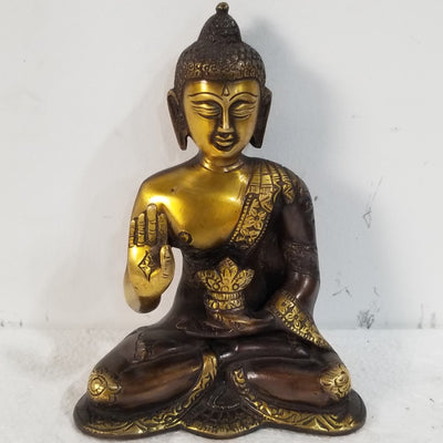 6"W x 4.5"D x 2.5"H - Handcrafted Brass Buddha