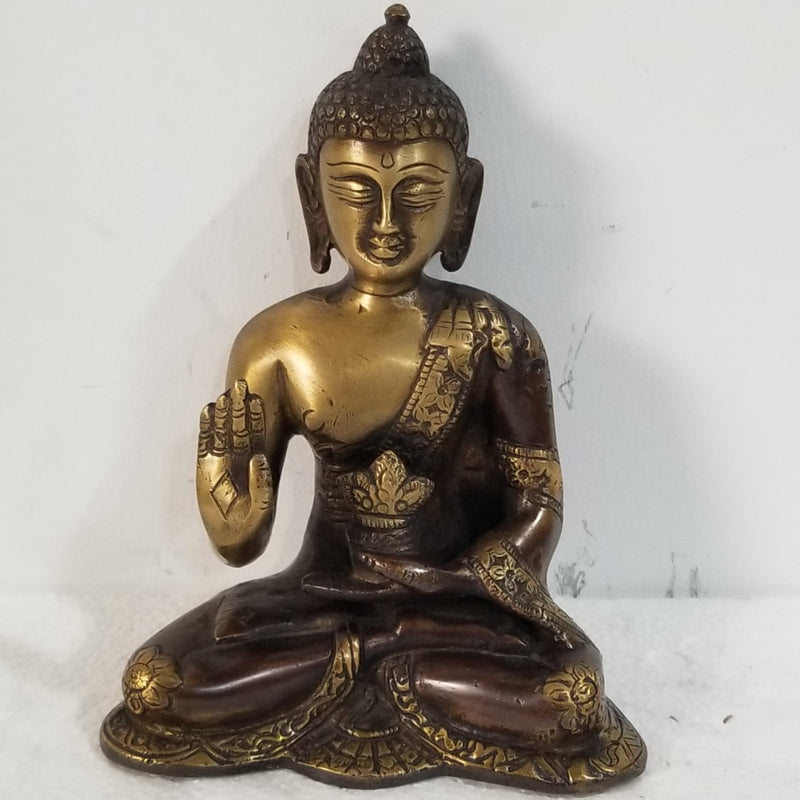6"W x 4.5"D x 2.5"H - Handcrafted Brass Buddha