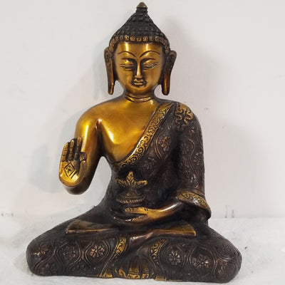 7.5"W x 6"D x 3"H - Handcrafted Brass Buddha