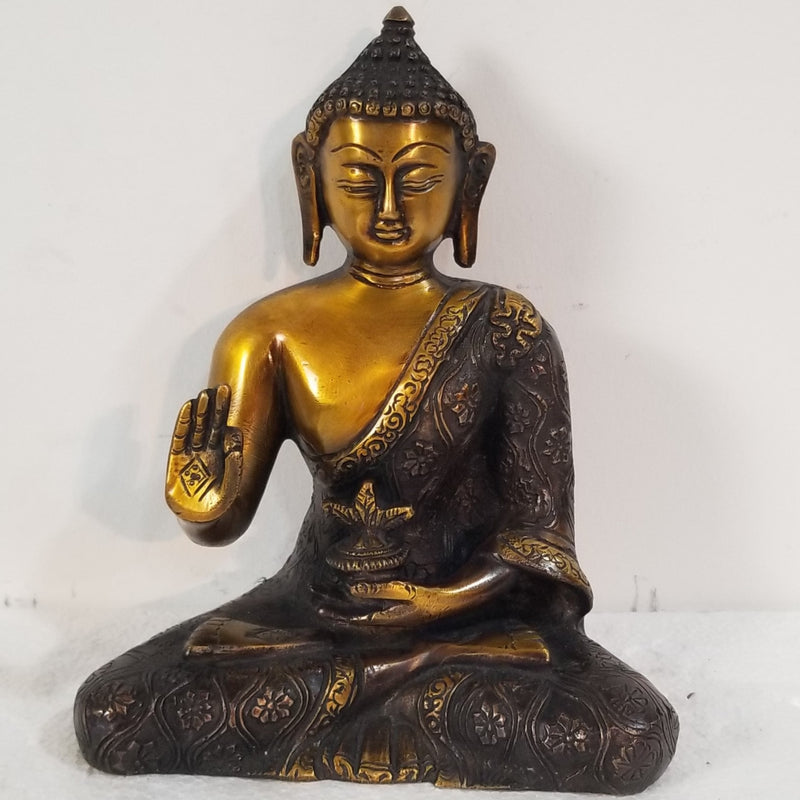 7.5"W x 6"D x 3"H - Handcrafted Brass Buddha