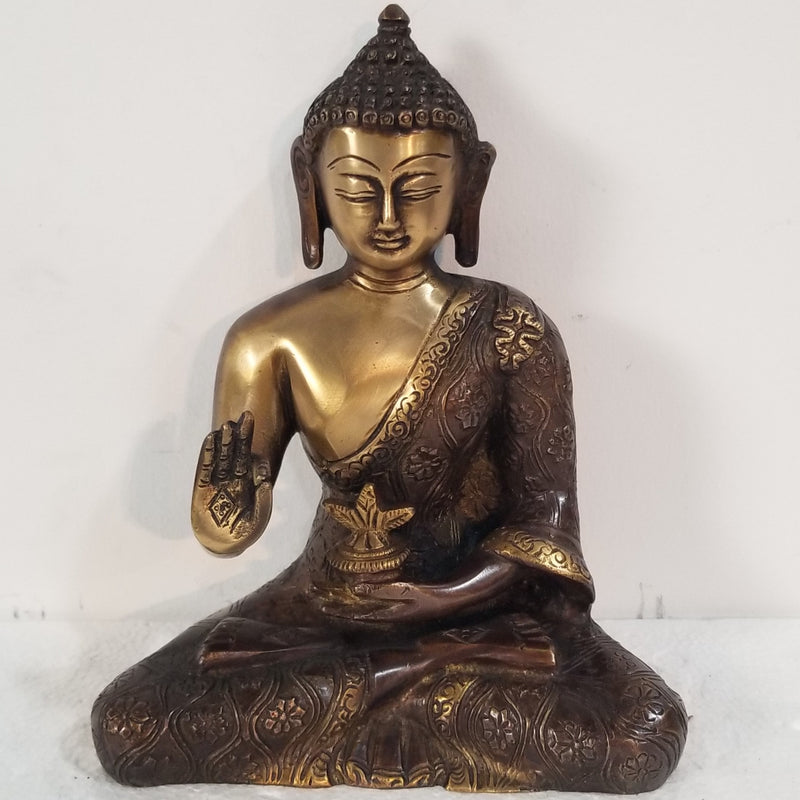 7.5"W x 6"D x 3"H - Handcrafted Brass Buddha