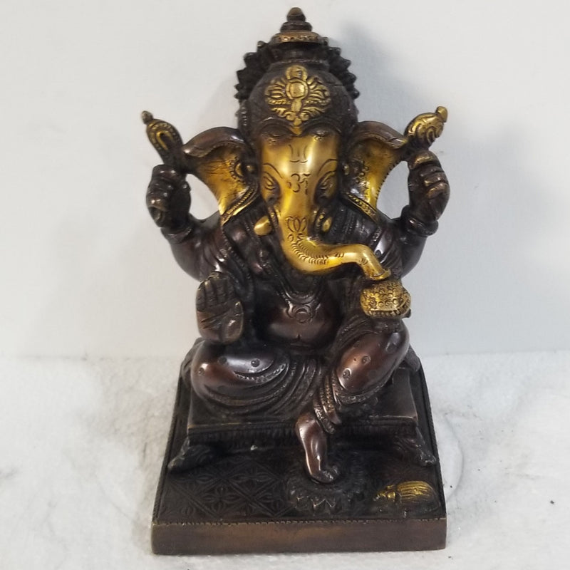 7"H x 4"W x 4"D - Handcrafted Brass Ganesh seated