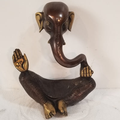 8.5"H x 7"W x 4"D - Handcrafted Brass Modern Ganesh