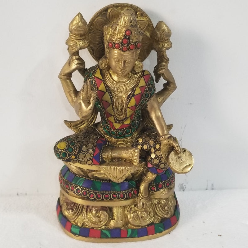 8"H x 4."W x 2.5"D - Handcrafted Brass Dhanalakshmi