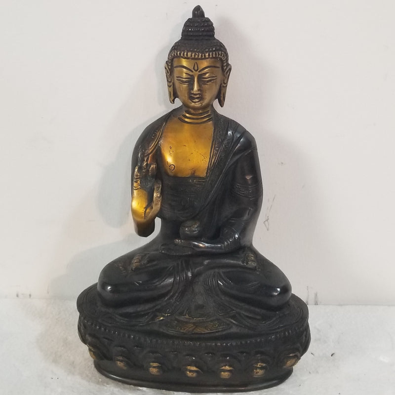 8"H x 5.5"W x 3"D - Handcrafted Brass Buddha