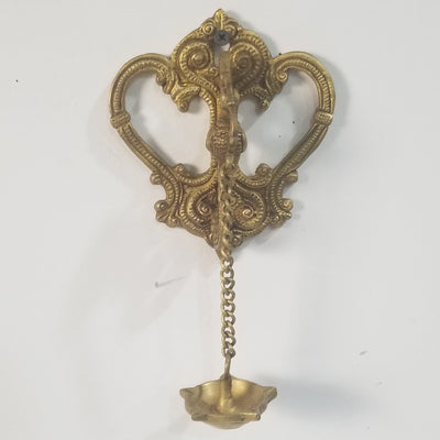 9"L x 5"W x 3"D - Handcrafted Brass Oil Lamp