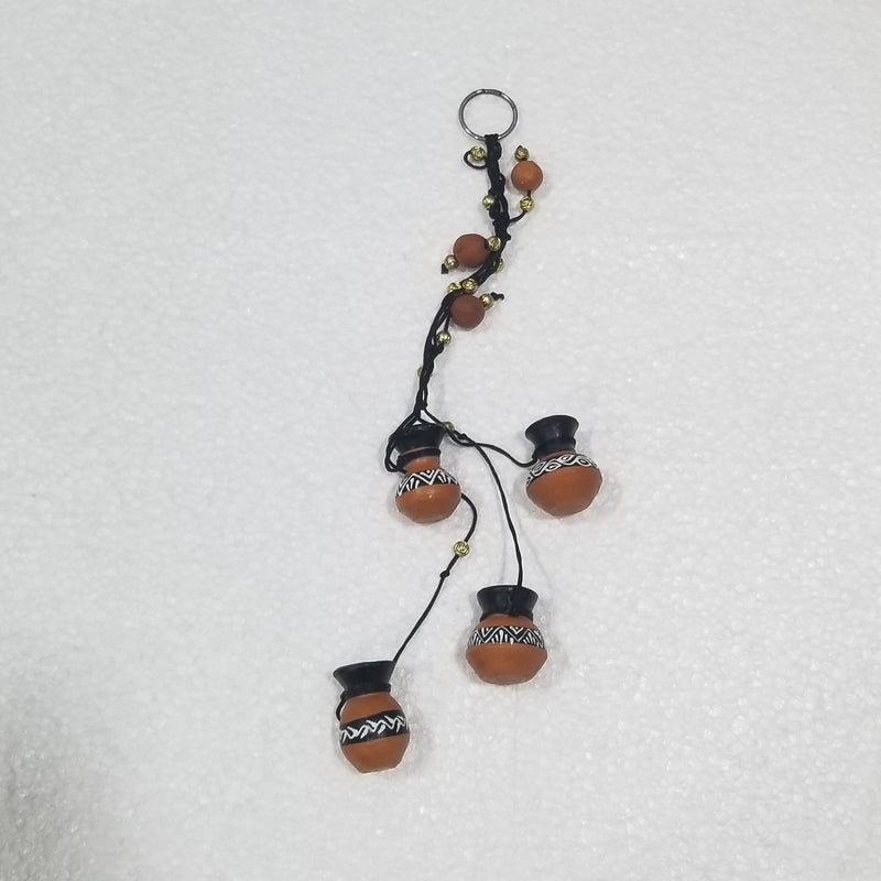 14" Handcrafted miniature Clay Pots and beads hanging