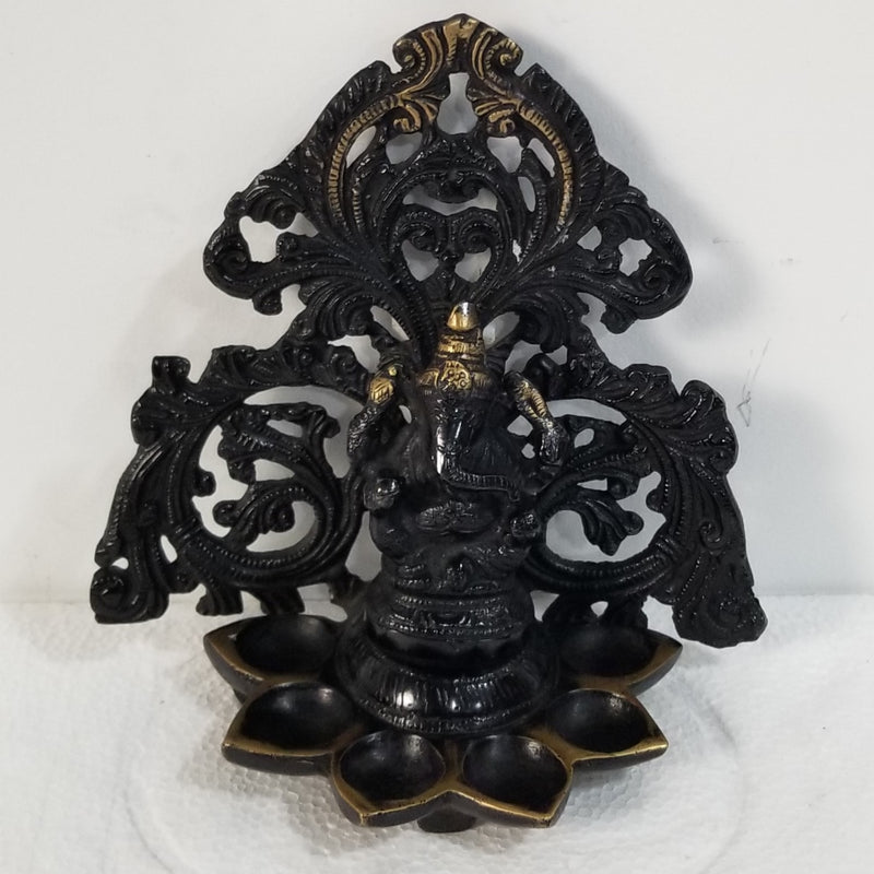 6.5"H x 6.5"W x 3.5"D Handcrafted Ganesh inspired Wall Diya