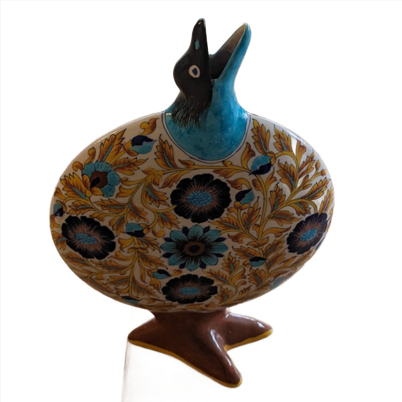18:H x 12"W Blue Pottery Penguin Mouth Vase