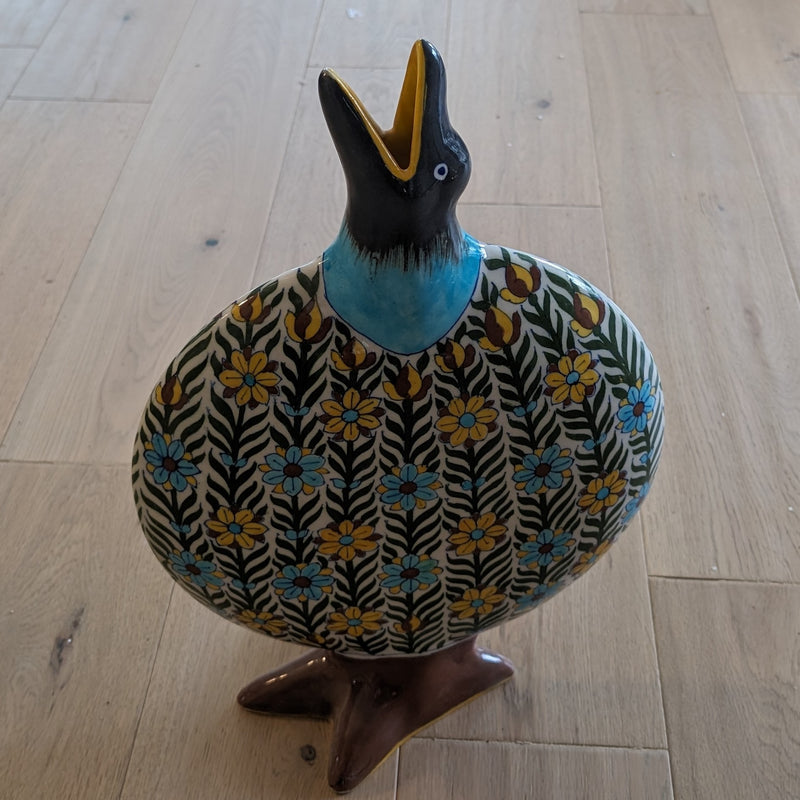 18:H x 12"W Blue Pottery Penguin Mouth Vase