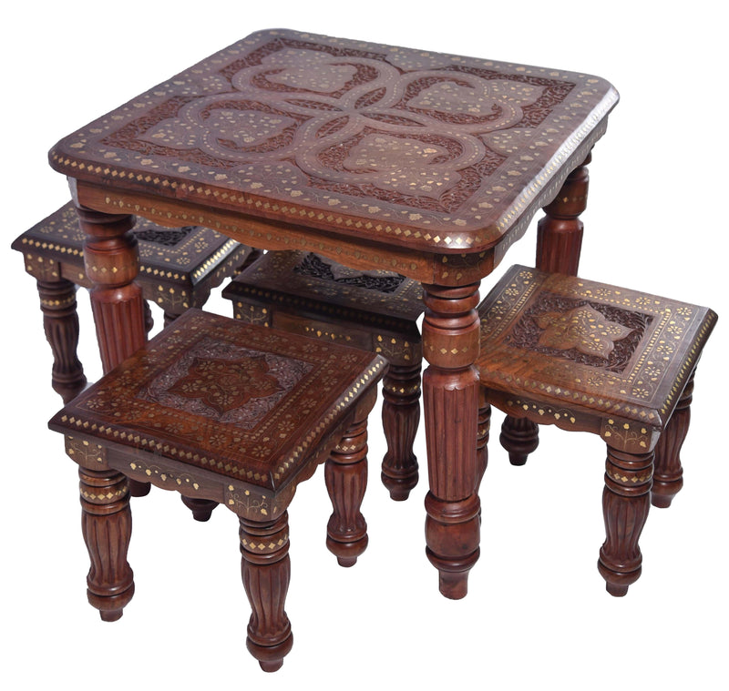 Seesham Table 24" x 4 Pcs - 12" stool set