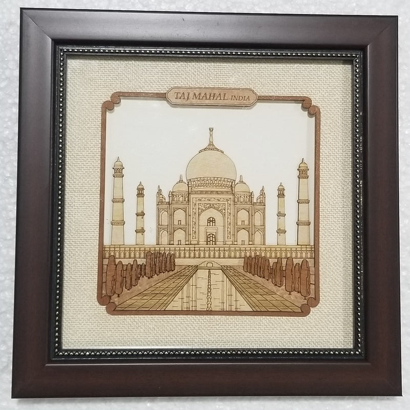 Wooden Marquetry - 8" x 8" - Taj Mahal