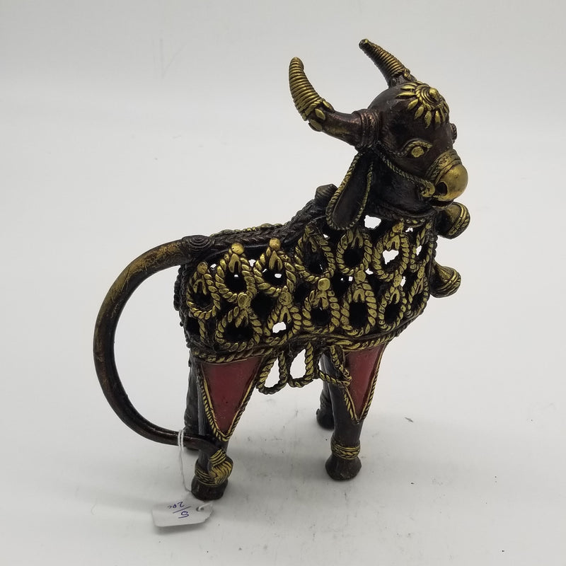 10"H Tribal Brass Jali Nandi Standing