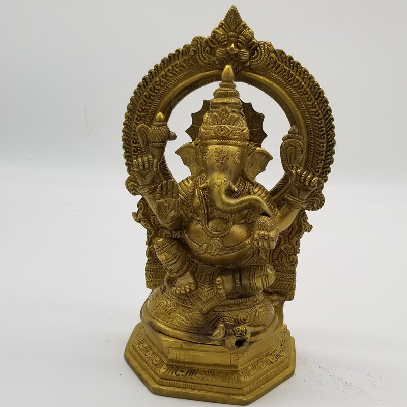 10 inch Solid Brass Sitting Arch Ganesh