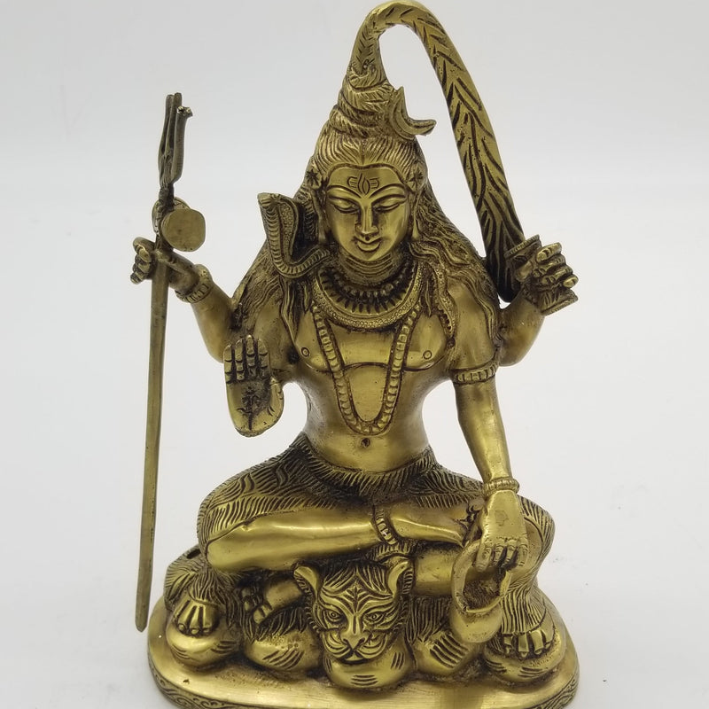 10 inch H Solid Brass Shiva meditating