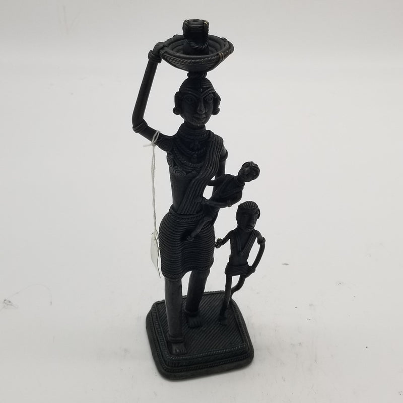 10" H Tribal Brass Tribal woman with children