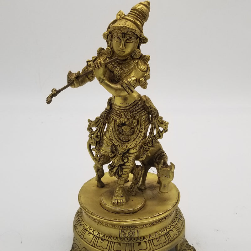 11 inch Solid Brass Cow Krishna Fine finish