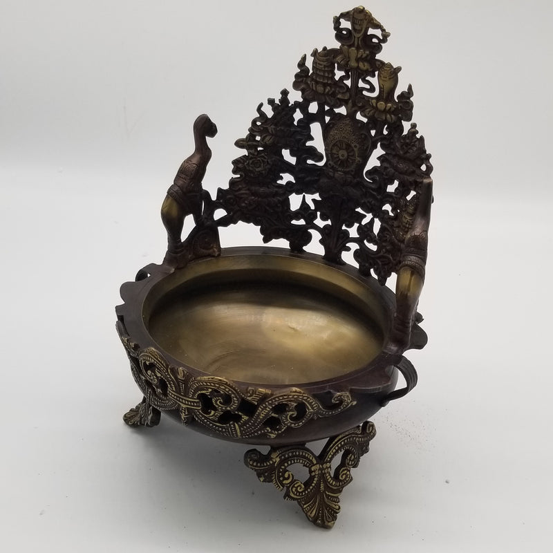 11" Solid Brass Elephant inspired Decorative Urli
